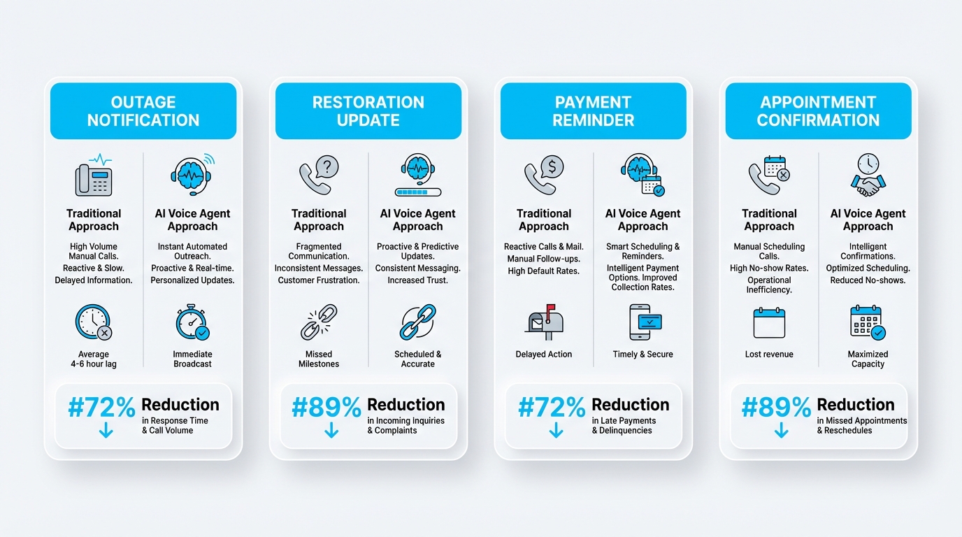 Proactive AI voice communication reducing utility call center volume during emergencies